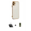 MARSİLYAN™- iPhone 12 Kılıf Yankı Serisi - Siyah Joko Magic 5D Hayalet Cam + Kamera Lens Koruma Cam - SF