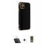 MARSİLYAN™- iPhone 12 Kılıf Yankı Serisi - Siyah Joko Magic 5D Hayalet Cam + Kamera Lens Koruma Cam - SF