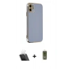 MARSİLYAN™- iPhone 12 Kılıf Yankı Serisi - Siyah Joko Magic 5D Hayalet Cam + Kamera Lens Koruma Cam - SF
