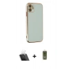 MARSİLYAN™- iPhone 12 Kılıf Yankı Serisi - Siyah Joko Magic 5D Hayalet Cam + Kamera Lens Koruma Cam - SF