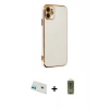 MARSİLYAN™- iPhone 12 Kılıf Yankı Serisi - Siyah Joko Magic 5D Hayalet Cam + Rainbow Kamera Lens Koruma Cam - YL