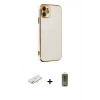 MARSİLYAN™- iPhone 12 Kılıf Yankı Serisi - Siyah Joko Magic 5D Hayalet Cam + Renkli Kamera Lens Koruma Cam - YL