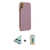 MARSİLYAN™- iPhone 12 Kılıf Yankı Serisi - Siyah Polymer Nano Ekran Koruyucu + Raze Metal Kamera Lens - MI