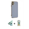 MARSİLYAN™- iPhone 12 Kılıf Yankı Serisi - Siyah Polymer Nano Ekran Koruyucu + Raze Metal Kamera Lens - MI