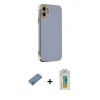MARSİLYAN™- iPhone 12 Kılıf Yankı Serisi - Siyah Polymer Nano Ekran Koruyucu + Shine Kamera Lens Koruma Cam - MI