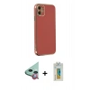 MARSİLYAN™- iPhone 12 Kılıf Yankı Serisi - Siyah Polymer Nano Ekran Koruyucu + Raze Metal Kamera Lens - KI