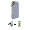MARSİLYAN™- iPhone 12 Kılıf Yankı Serisi - Siyah Polymer Nano Ekran Koruyucu + Raze Metal Kamera Lens - KI