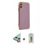 MARSİLYAN™- iPhone 12 Kılıf Yankı Serisi - Siyah Polymer Nano Ekran Koruyucu + Raze Metal Kamera Lens - KI