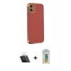 MARSİLYAN™- iPhone 12 Kılıf Yankı Serisi - Siyah Polymer Nano Ekran Koruyucu + Kamera Lens Koruma Cam - SF