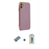 MARSİLYAN™- iPhone 12 Kılıf Yankı Serisi - Siyah Polymer Nano Ekran Koruyucu + Shine Kamera Lens Koruma Cam - GD