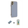 MARSİLYAN™- iPhone 12 Kılıf Yankı Serisi - Siyah Polymer Nano Ekran Koruyucu + Shine Kamera Lens Koruma Cam - GD