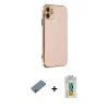 MARSİLYAN™- iPhone 12 Kılıf Yankı Serisi - Siyah Polymer Nano Ekran Koruyucu + Shine Kamera Lens Koruma Cam - PE