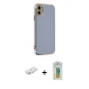 MARSİLYAN™- iPhone 12 Kılıf Yankı Serisi - Siyah Polymer Nano Ekran Koruyucu + Renkli Kamera Lens Koruma Cam - YL