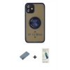 MARSİLYAN™- iPhone 12 Kılıf Yörünge Çizgi - Şeffaf Pasifik Cam Ekran Koruyucu + Metal Kamera Lens Koruma Cam - AKYL