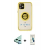 MARSİLYAN™- iPhone 12 Kılıf Yörünge Çizgi - Şeffaf Pasifik Cam Ekran Koruyucu + Raze Metal Kamera Lens - MI
