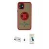 MARSİLYAN™- iPhone 12 Kılıf Yörünge Çizgi - Şeffaf Pasifik Cam Ekran Koruyucu + Rainbow Kamera Lens Koruma Cam - MR