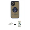 MARSİLYAN™- iPhone 12 Kılıf Yörünge Çizgi - Şeffaf Pasifik Cam Ekran Koruyucu + Renkli Kamera Lens Koruma Cam - YL