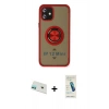 MARSİLYAN™- iPhone 12 Kılıf Yörünge Çizgi - Şeffaf Pasifik Cam Ekran Koruyucu + Rainbow Kamera Lens Koruma Cam - YL