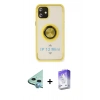 MARSİLYAN™- iPhone 12 Kılıf Yörünge Çizgi - Siyah Bilvis 5in1 3D Magic Cam Ekran Koruyucu + Raze Metal Kamera Lens - MI