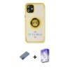 MARSİLYAN™- iPhone 12 Kılıf Yörünge Çizgi - Siyah Bilvis 5in1 3D Magic Cam Ekran Koruyucu + Metal Kamera Lens Koruma Cam - KI
