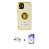 MARSİLYAN™- iPhone 12 Kılıf Yörünge Çizgi - Siyah Bilvis 5in1 3D Magic Cam Ekran Koruyucu + Rainbow Kamera Lens Koruma Cam - YL