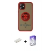 MARSİLYAN™- iPhone 12 Kılıf Yörünge Çizgi - Siyah Bilvis 5in1 3D Magic Cam Ekran Koruyucu + Renkli Kamera Lens Koruma Cam - SI