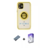 MARSİLYAN™- iPhone 12 Kılıf Yörünge Çizgi - Siyah Bilvis 5in1 3D Magic Cam Ekran Koruyucu + Shine Kamera Lens Koruma Cam - PE