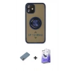 MARSİLYAN™- iPhone 12 Kılıf Yörünge Çizgi - Siyah Bilvis 5in1 5D Magic Hayalet Cam Ekran Koruyucu + Metal Kamera Lens Koruma Cam - GD