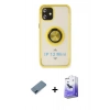 MARSİLYAN™- iPhone 12 Kılıf Yörünge Çizgi - Siyah Bilvis 5in1 5D Magic Hayalet Cam Ekran Koruyucu + Metal Kamera Lens Koruma Cam - MI