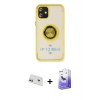 MARSİLYAN™- iPhone 12 Kılıf Yörünge Çizgi - Siyah Bilvis 5in1 5D Magic Hayalet Cam Ekran Koruyucu + Rainbow Kamera Lens Koruma Cam - MR
