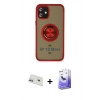 MARSİLYAN™- iPhone 12 Kılıf Yörünge Çizgi - Siyah Bilvis 5in1 5D Magic Hayalet Cam Ekran Koruyucu + Rainbow Kamera Lens Koruma Cam - MR