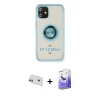 MARSİLYAN™- iPhone 12 Kılıf Yörünge Çizgi - Siyah Bilvis 5in1 5D Magic Hayalet Cam Ekran Koruyucu + Rainbow Kamera Lens Koruma Cam - MR