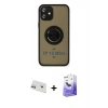 MARSİLYAN™- iPhone 12 Kılıf Yörünge Çizgi - Siyah Bilvis 5in1 5D Magic Hayalet Cam Ekran Koruyucu + Rainbow Kamera Lens Koruma Cam - MR