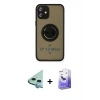 MARSİLYAN™- iPhone 12 Kılıf Yörünge Çizgi - Siyah Bilvis 5in1 5D Magic Hayalet Cam Ekran Koruyucu + Raze Metal Kamera Lens - MI