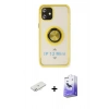 MARSİLYAN™- iPhone 12 Kılıf Yörünge Çizgi - Siyah Bilvis 5in1 5D Magic Hayalet Cam Ekran Koruyucu + Renkli Kamera Lens Koruma Cam - SI