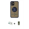 MARSİLYAN™- iPhone 12 Kılıf Yörünge Çizgi - Siyah Joko Magic 5D Hayalet Cam + Rainbow Kamera Lens Koruma Cam - YL