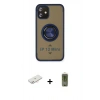 MARSİLYAN™- iPhone 12 Kılıf Yörünge Çizgi - Siyah Joko Magic 5D Hayalet Cam + Renkli Kamera Lens Koruma Cam - YL
