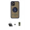 MARSİLYAN™- iPhone 12 Kılıf Yörünge Çizgi - Siyah Joko Magic 5D Hayalet Cam + Şeffaf Kamera Lens Koruma Cam