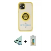 MARSİLYAN™- iPhone 12 Kılıf Yörünge Çizgi - Siyah Polymer Nano Ekran Koruyucu + Raze Metal Kamera Lens - MI