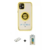 MARSİLYAN™- iPhone 12 Kılıf Yörünge Çizgi - Siyah Polymer Nano Ekran Koruyucu + Renkli Kamera Lens Koruma Cam - TU