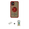 MARSİLYAN™- iPhone 12 Kılıf Yörünge Çizgi - Siyah Polymer Nano Ekran Koruyucu + Renkli Kamera Lens Koruma Cam - TU