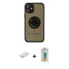 MARSİLYAN™- iPhone 12 Kılıf Yörünge Çizgi - Siyah Polymer Nano Ekran Koruyucu + Renkli Kamera Lens Koruma Cam - TU