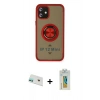 MARSİLYAN™- iPhone 12 Kılıf Yörünge Çizgi - Siyah Polymer Nano Ekran Koruyucu + Rainbow Kamera Lens Koruma Cam - YL
