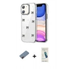 MARSİLYAN™- iPhone 12 Kılıf Yörünge Form - Şeffaf Pasifik Cam Ekran Koruyucu + Metal Kamera Lens Koruma Cam - KI