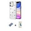 MARSİLYAN™- iPhone 12 Kılıf Yörünge Form - Şeffaf Pasifik Cam Ekran Koruyucu + Metal Kamera Lens Koruma Cam - KI