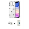 MARSİLYAN™- iPhone 12 Kılıf Yörünge Form - Şeffaf Pasifik Cam Ekran Koruyucu + Rainbow Kamera Lens Koruma Cam - MR