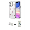 MARSİLYAN™- iPhone 12 Kılıf Yörünge Form - Şeffaf Pasifik Cam Ekran Koruyucu + Rainbow Kamera Lens Koruma Cam - MR