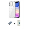 MARSİLYAN™- iPhone 12 Kılıf Yörünge Form - Şeffaf Pasifik Cam Ekran Koruyucu + Shine Kamera Lens Koruma Cam - SABE
