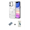 MARSİLYAN™- iPhone 12 Kılıf Yörünge Form - Şeffaf Pasifik Cam Ekran Koruyucu + Shine Kamera Lens Koruma Cam - GI
