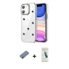 MARSİLYAN™- iPhone 12 Kılıf Yörünge Form - Şeffaf Pasifik Cam Ekran Koruyucu + Shine Kamera Lens Koruma Cam - SABE